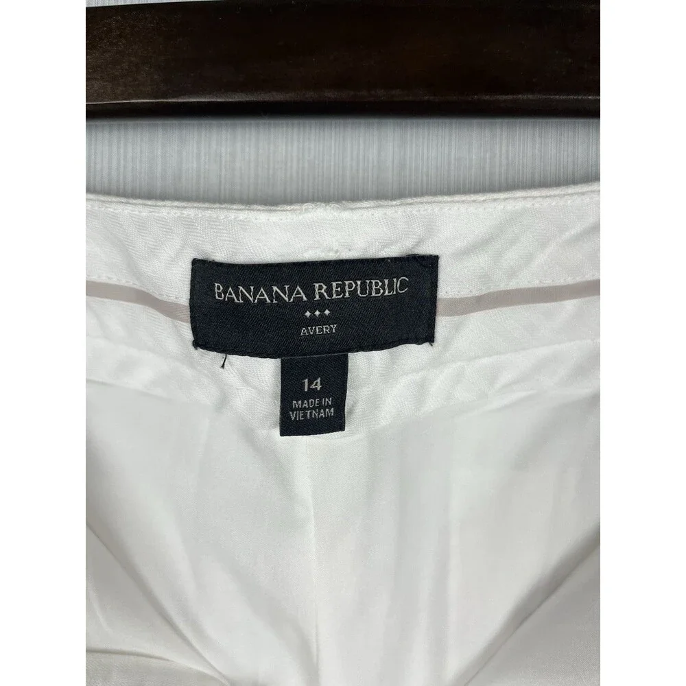 Avery White Linen Ankle Trouser Banana Republic Factory Sz 14 EUC Capsule Resort